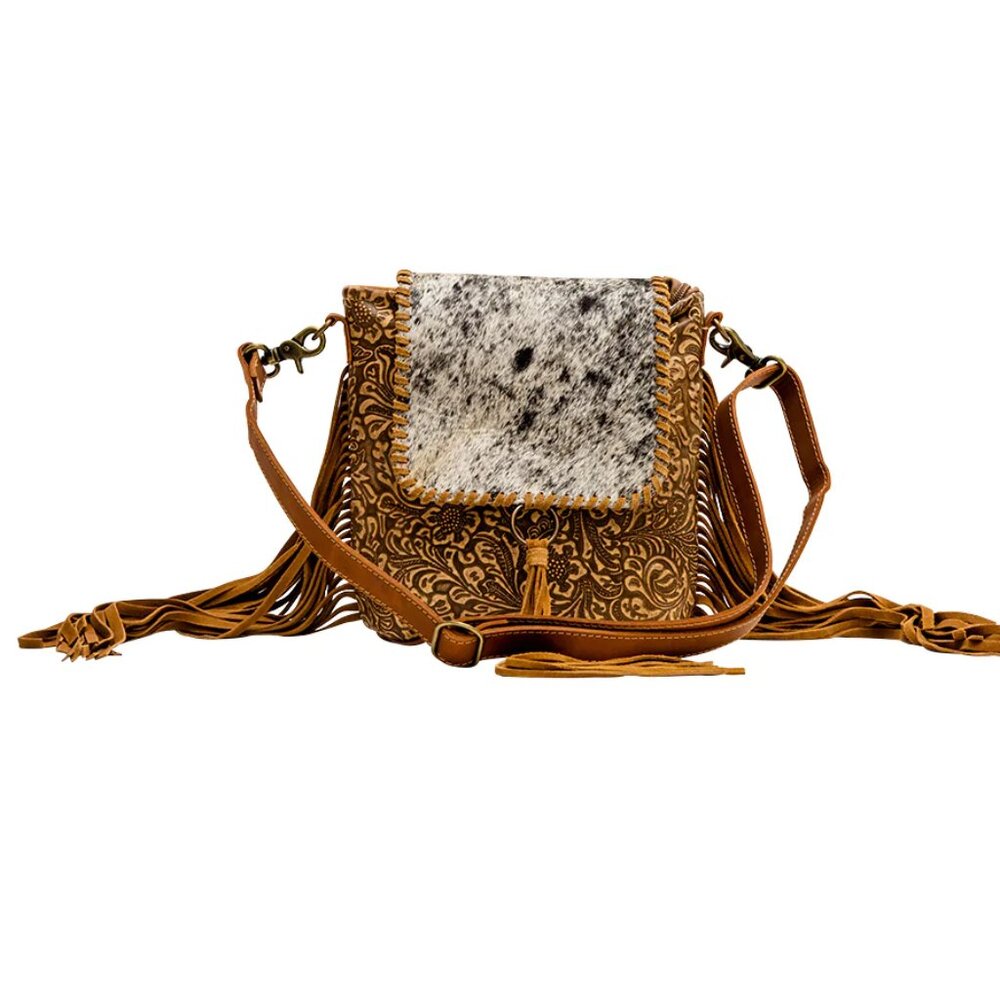 NWT BOHO LEATHER COWHIDE WESTERN FRINGE BAG